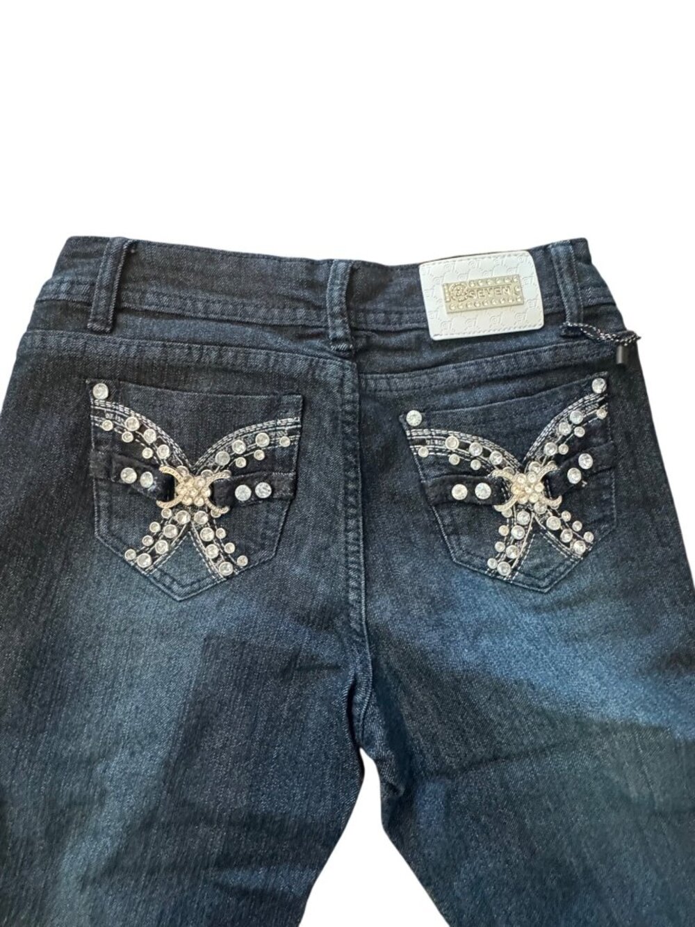 Seven7 Girls Skinny Jeans W/ Rhinestone Butterfly Details Dark Wash Size 11